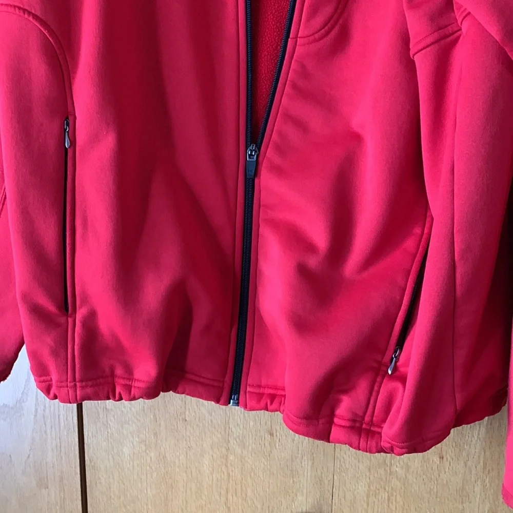 Under Armour LARGE men’s warm red fleece lined full zip jacket stand collar VGUC
